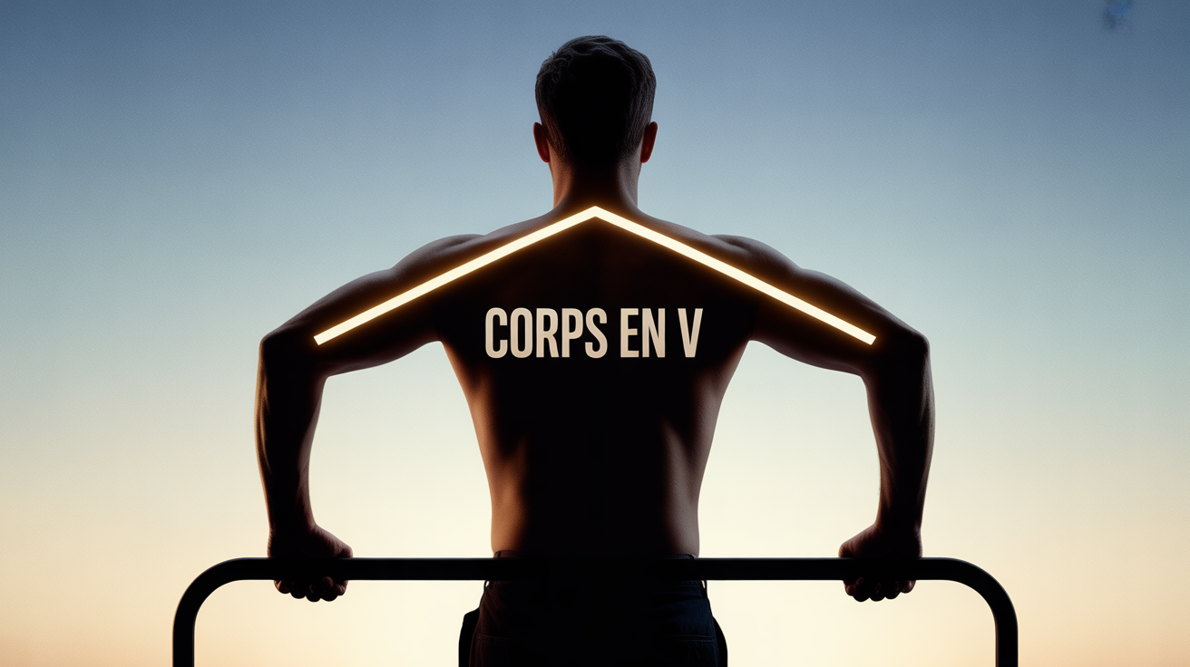 Corps en V silhouette homme haltères