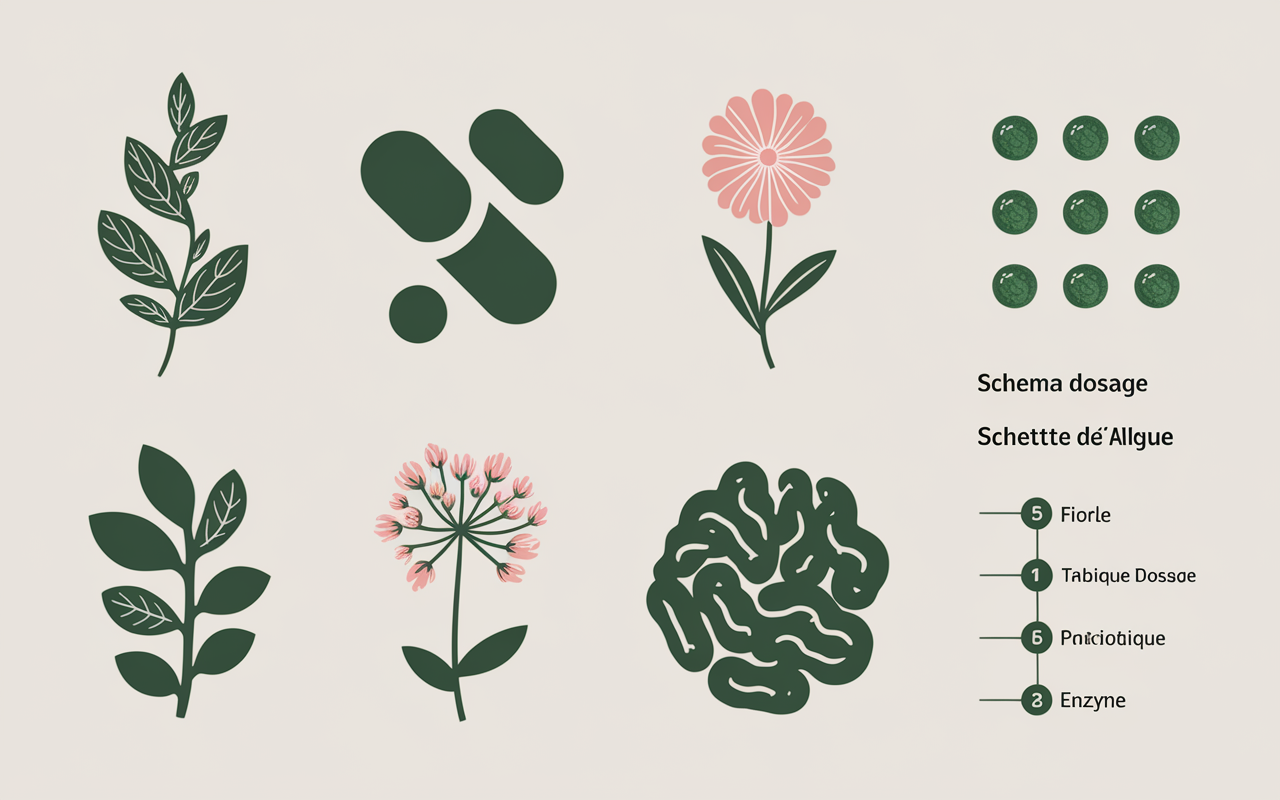dosages probiotiques algues plantes enzymes ventre plat