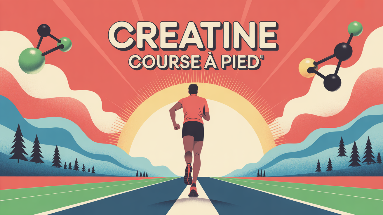 creatine course a pied illustration coureur piste soleil molecules
