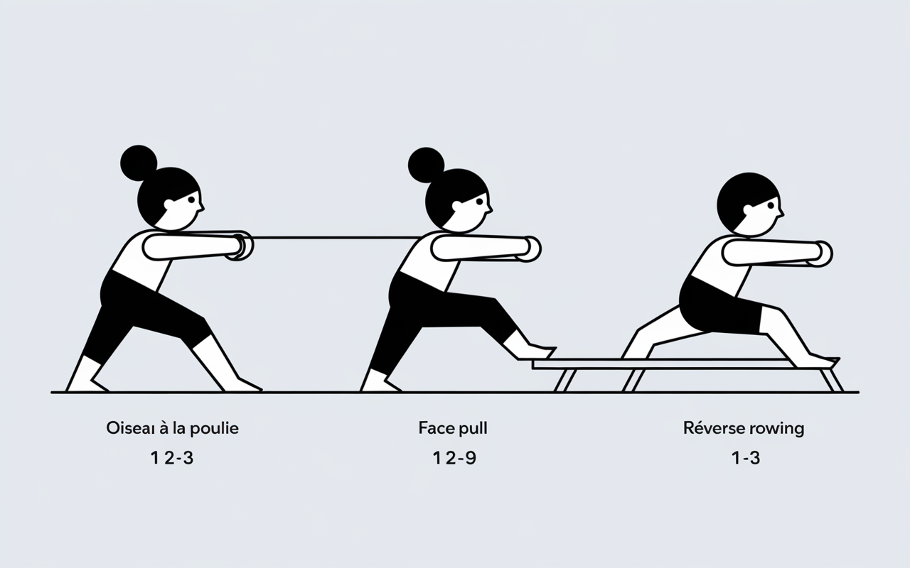 exercices poulie arriere epaule variantes