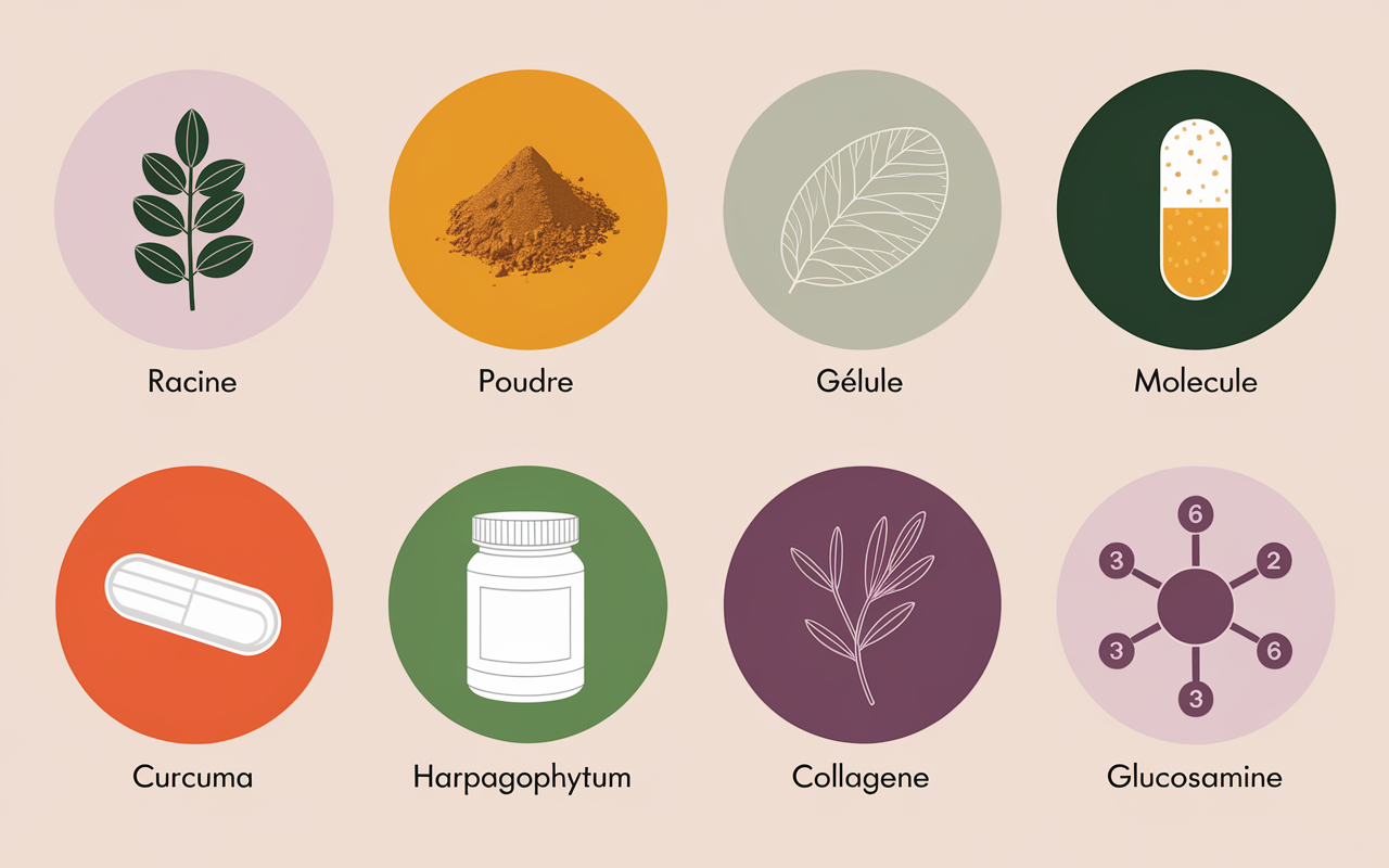 Illustration molecules curcuma collagene articulation blog