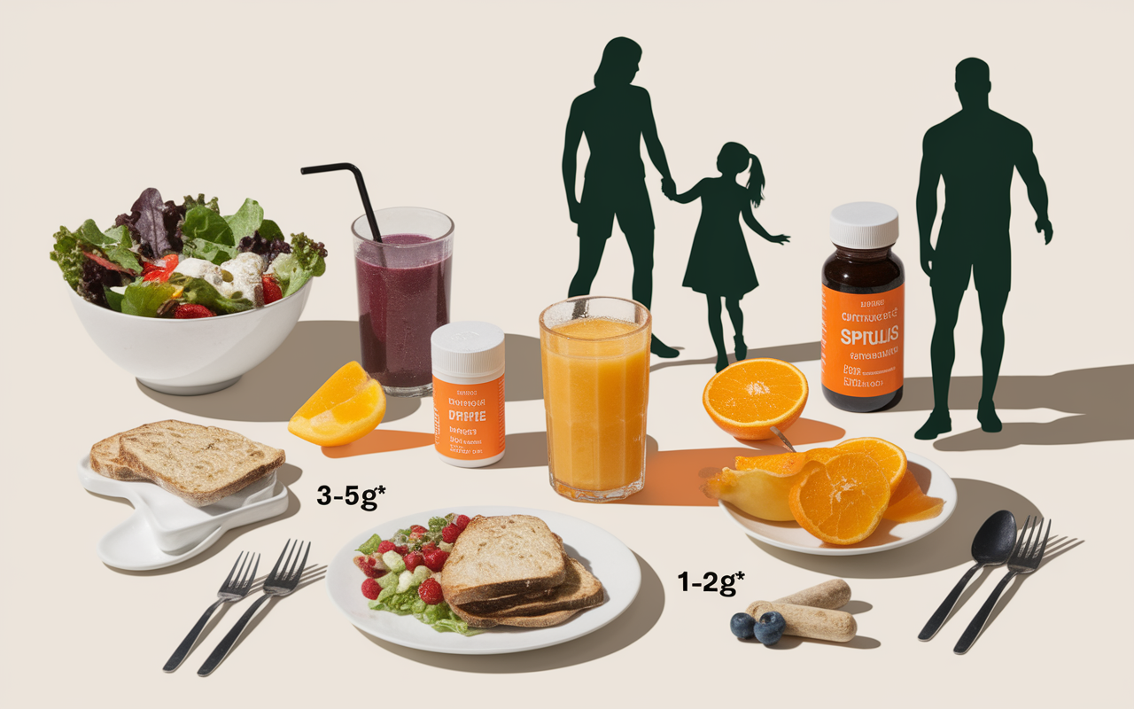 petit-déjeuner spiruline poudre comprimés paillettes pour sportifs et famille