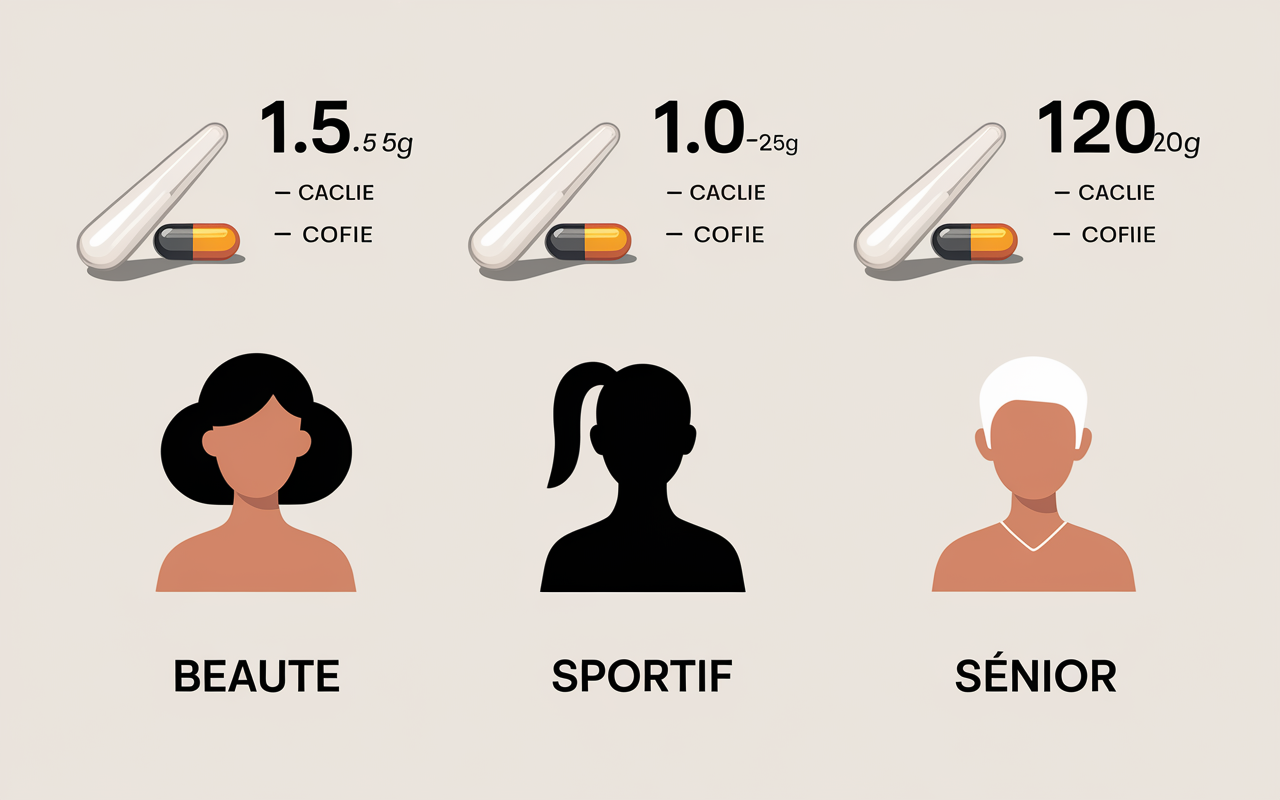 Equivalences dosage collagene capsules selon objectif