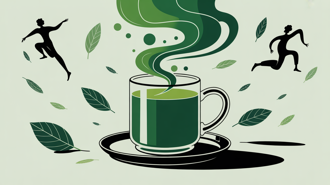 the vert brule graisse tasse fumante et silhouettes en mouvement