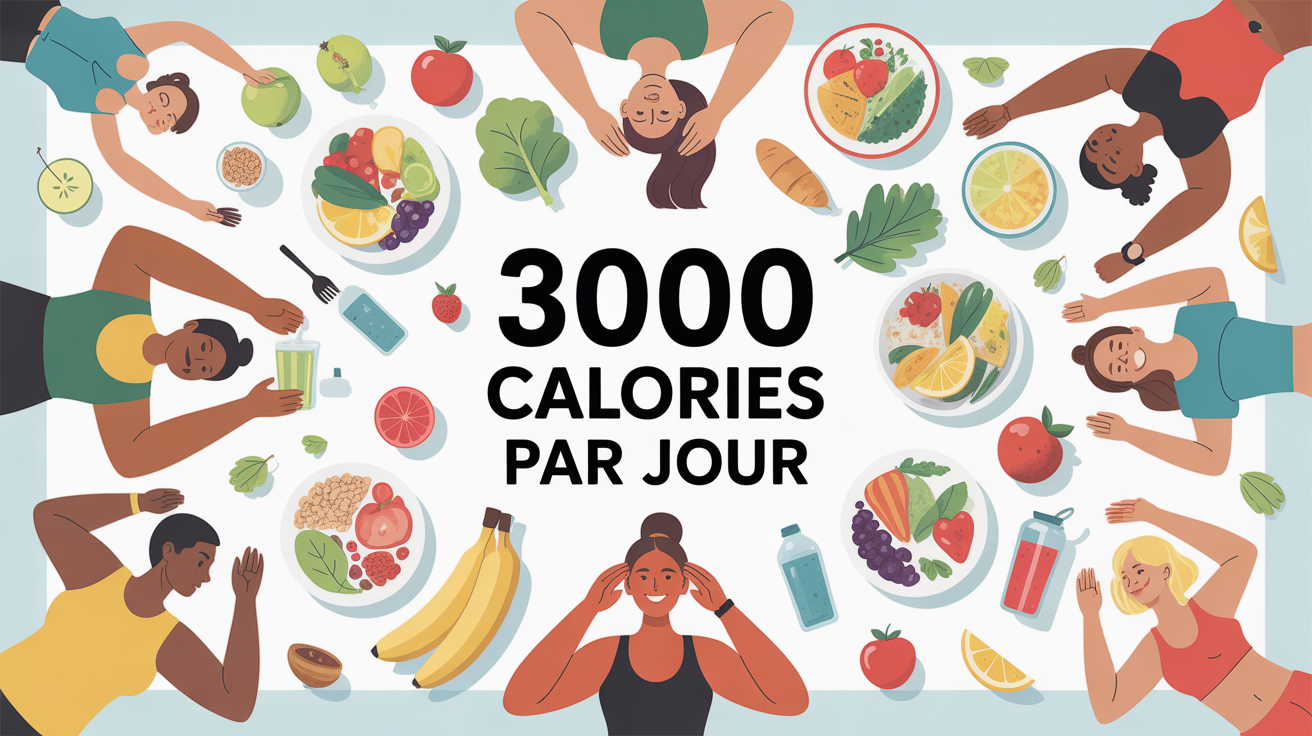 Journée active prise de masse nutrition 3000 calories table repas équilibrés