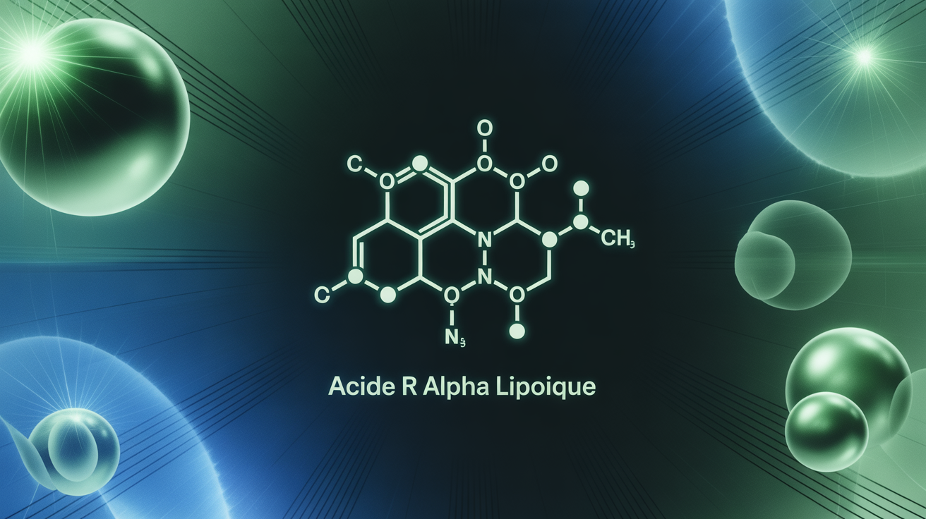 molécule stylisée acide r alpha lipoique, énergie et protection