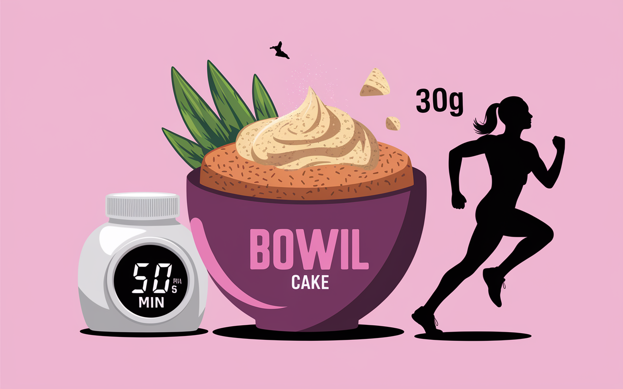 Bowl cake hyperprotéiné 30g, chrono 5 minutes, énergie sport