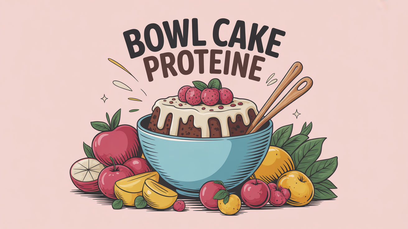 bol cake proteine entoure de fruits illustration petit dejeuner