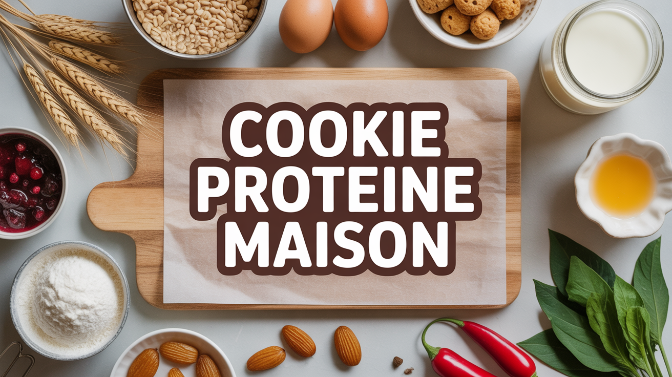 cookie proteine maison ingredients sur plan bois
