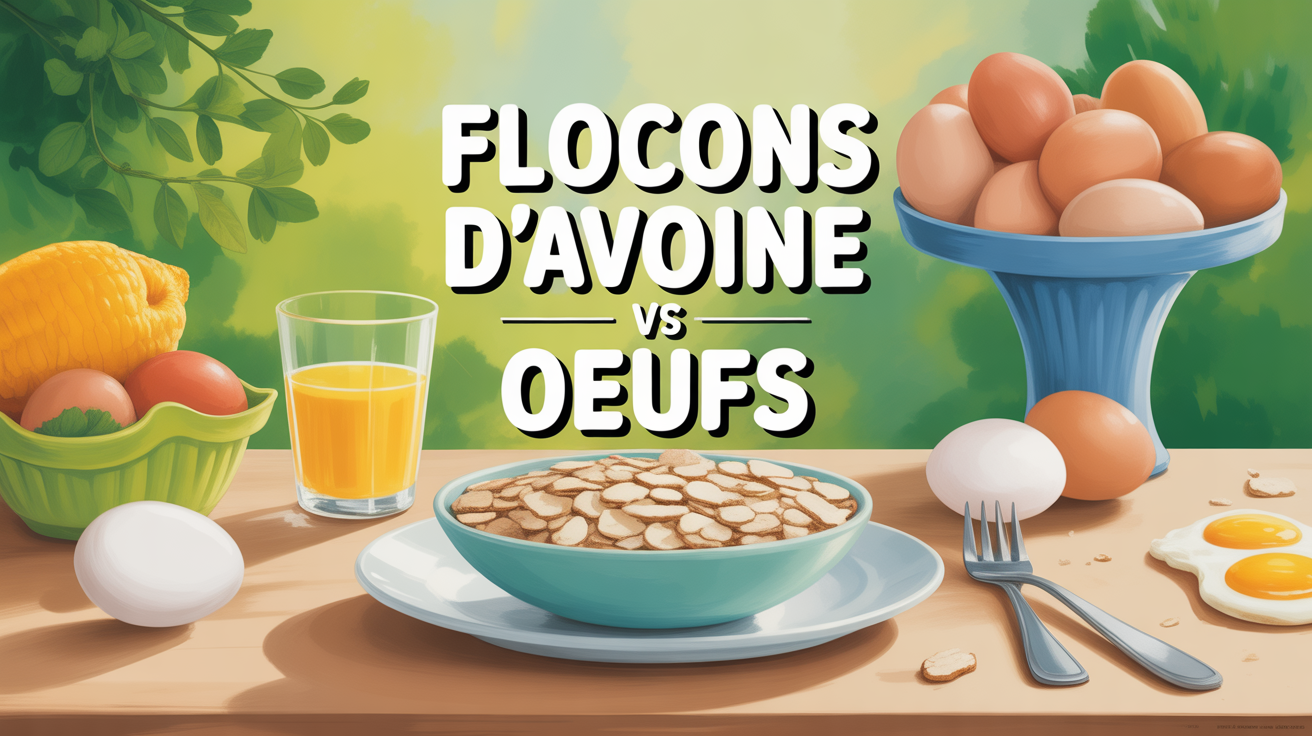 bol flocons d'avoine et oeufs petit dejeuner sain