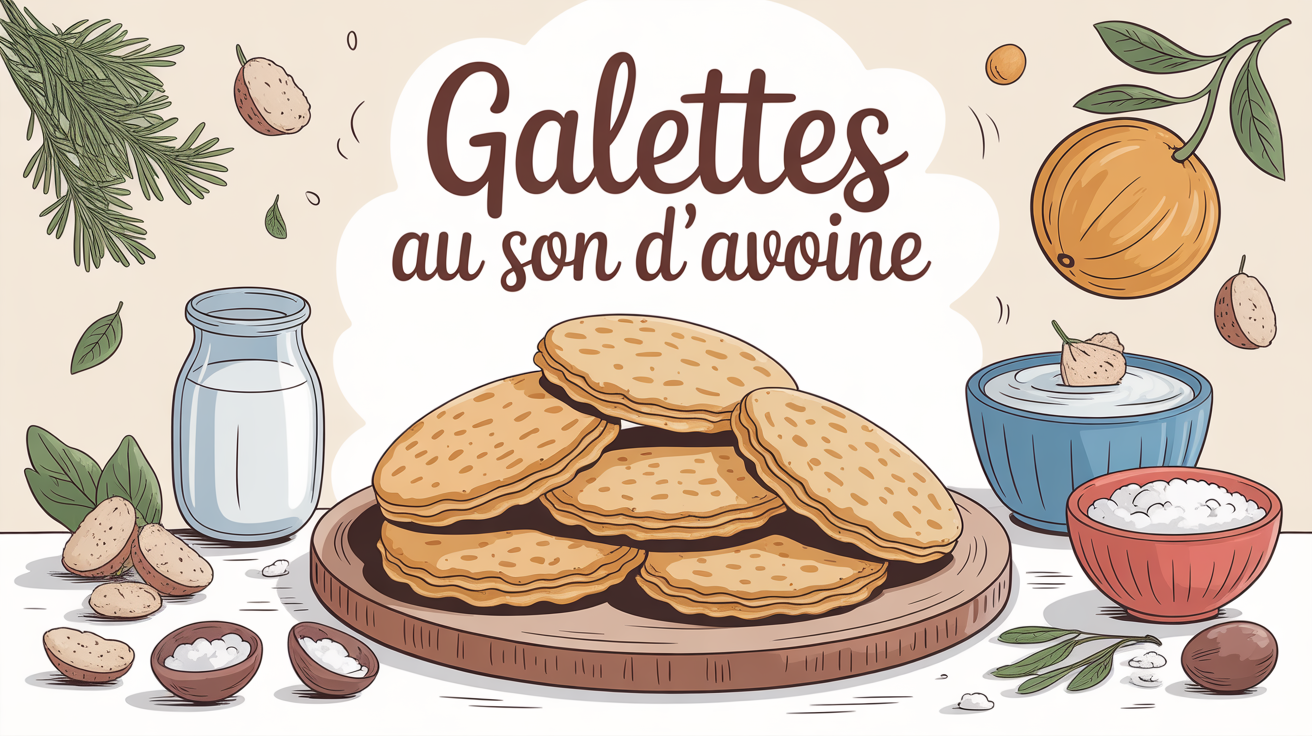 Pile de galettes au son d'avoine dorées et ingrédients sains