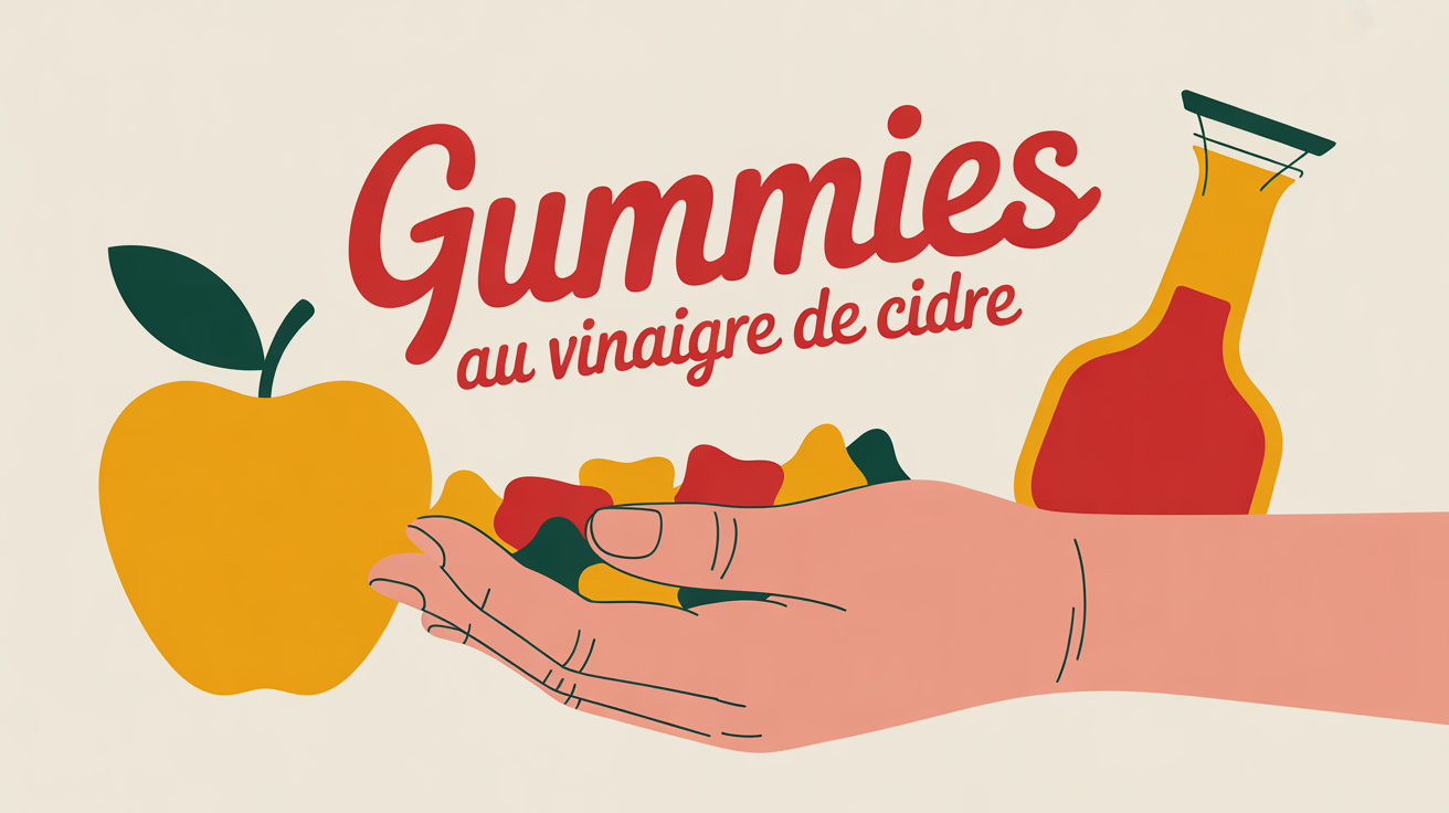 Gummies au vinaigre de cidre stylisés main pomme fiole
