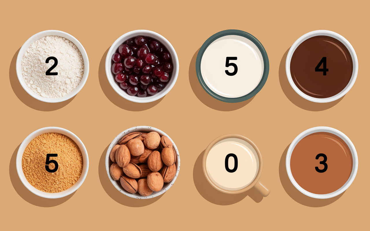 Ingrédients sains identifiés pour cupcake healthy vue dessus