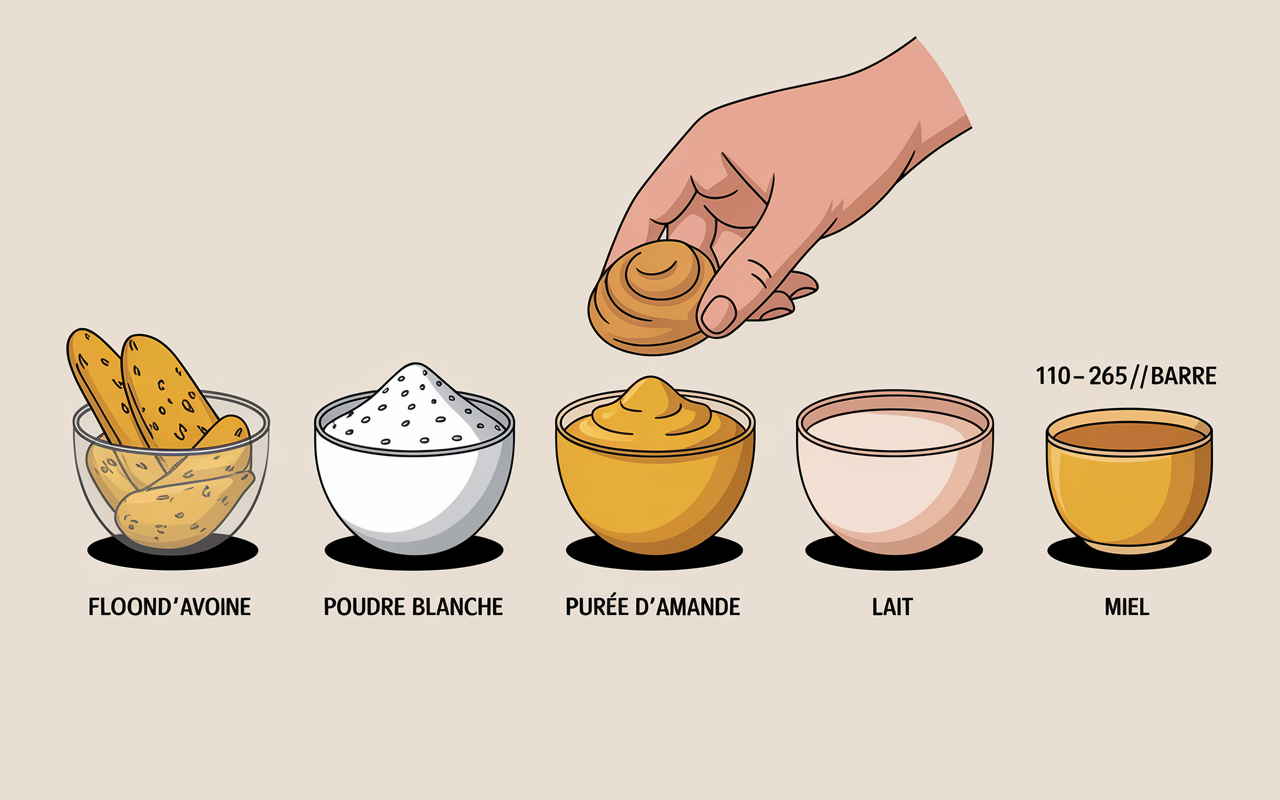 Ingredients barres proteinees maison flocons avoine lait miel 110-265 kcal