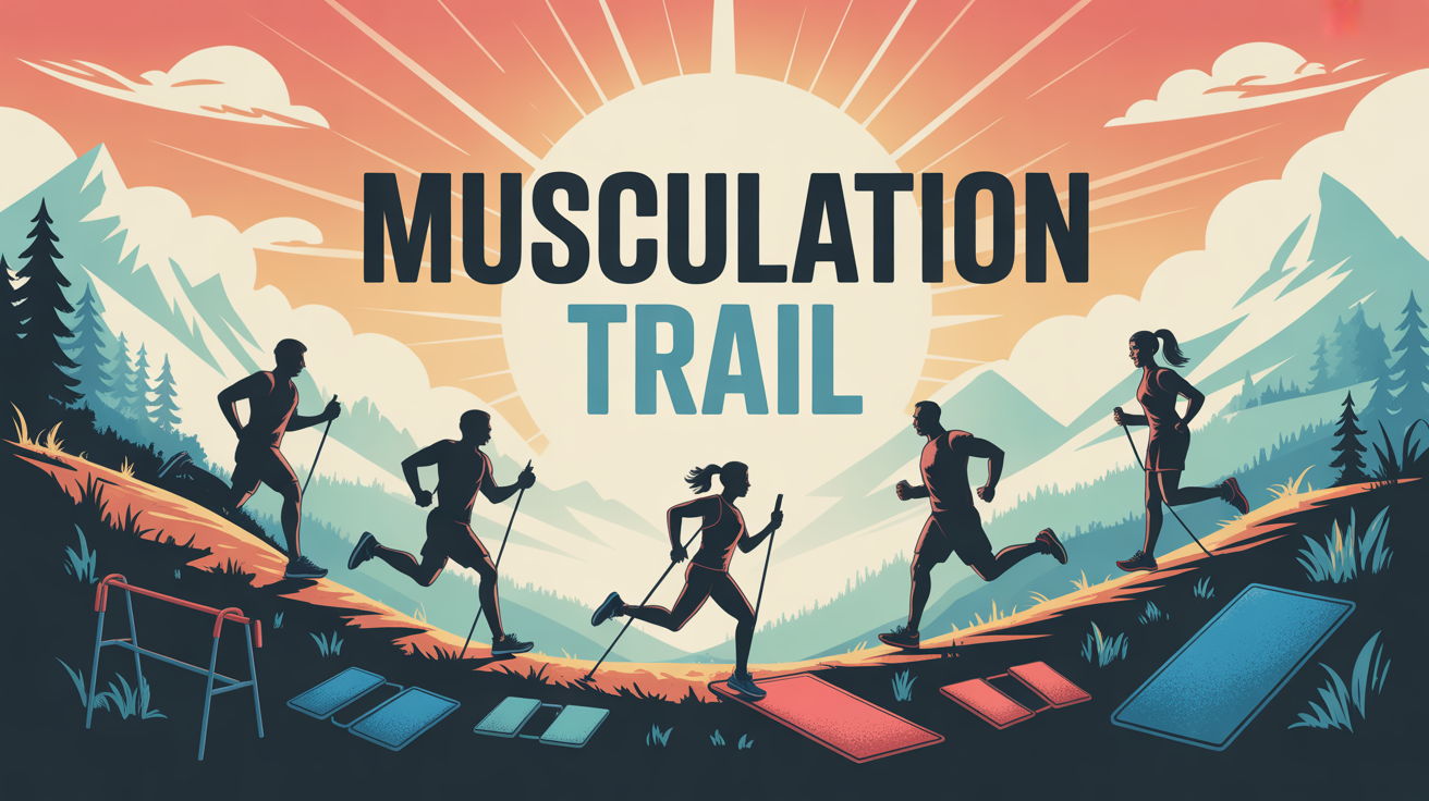 musculation trail sentier coureurs paysage halteres tapis sport