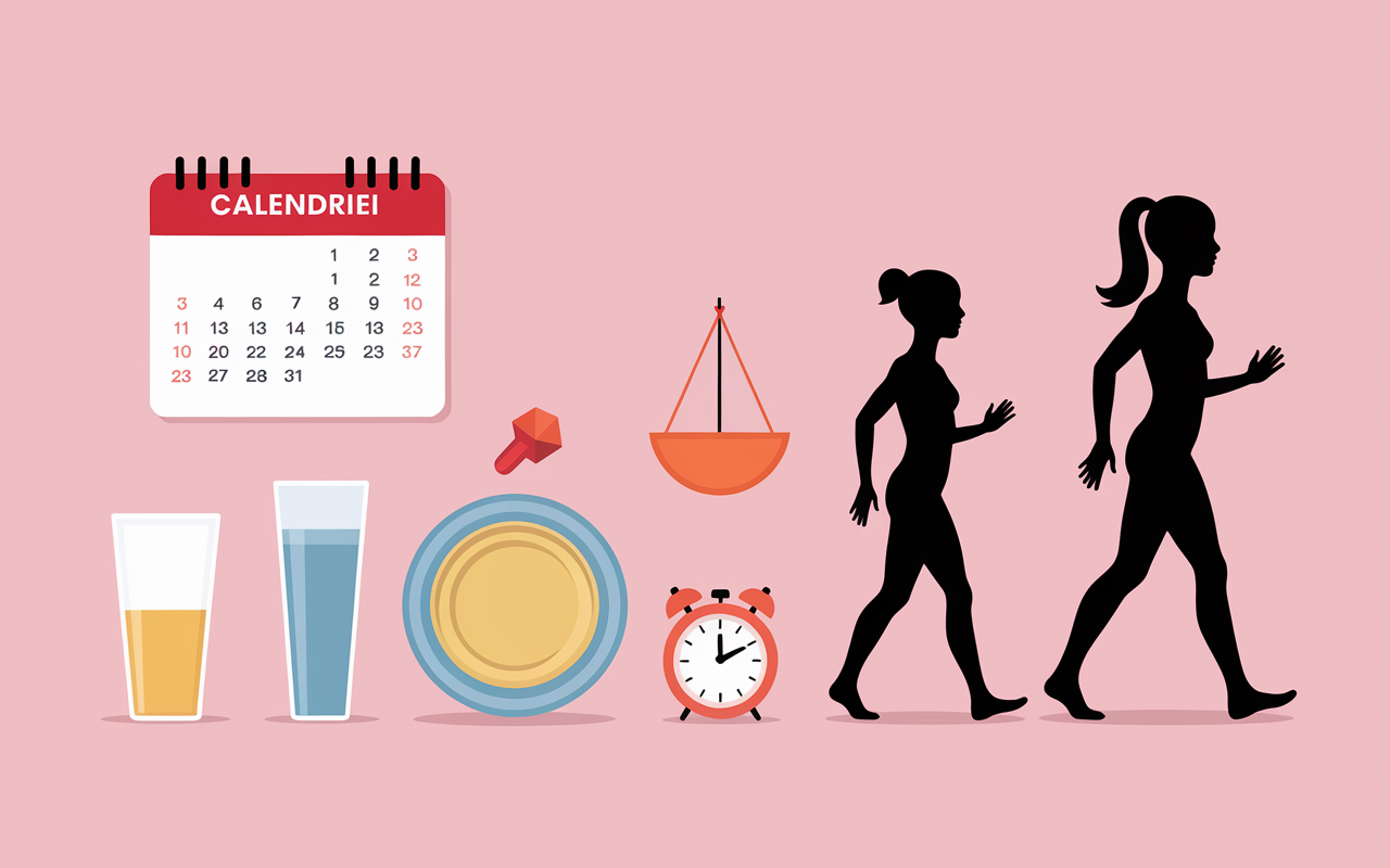Calendrier et haltères pour prise de 5 kg de muscle