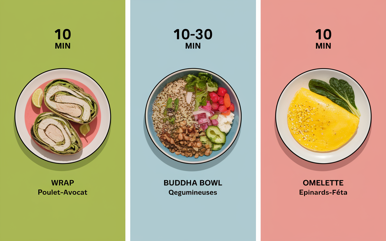 plats rapides pour sportifs wrap buddha bowl omelette