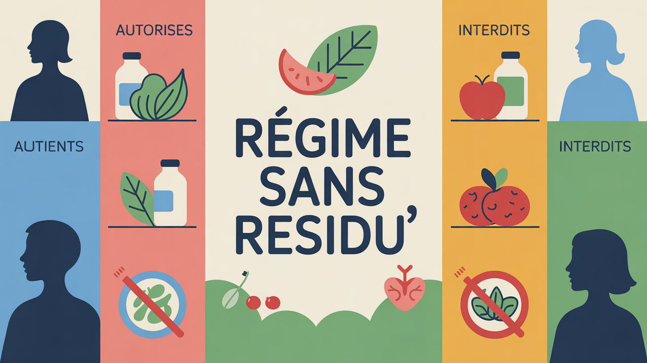 tableau aliments autorises interdits regime sans residu examen digestif