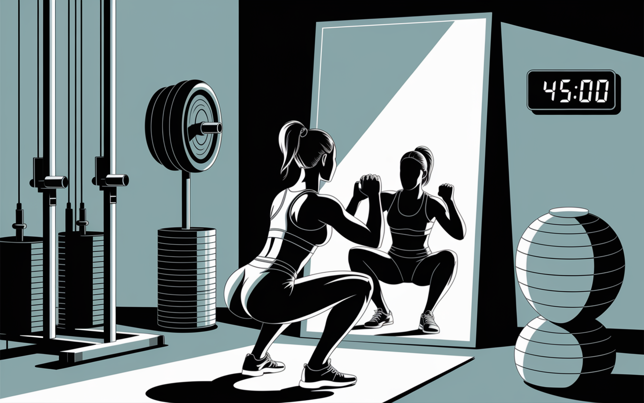 Femme squat musculation salle sport