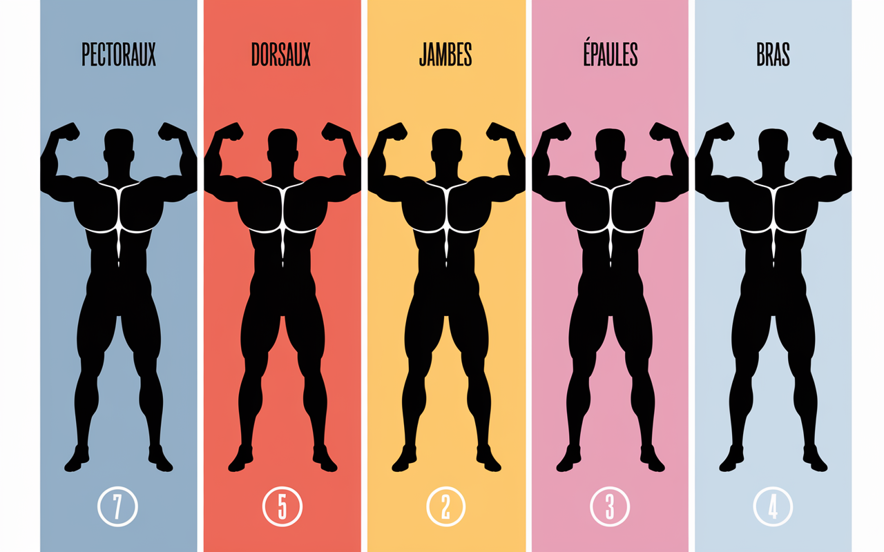 Plan semaine split 5 jours musculation, groupes musculaires