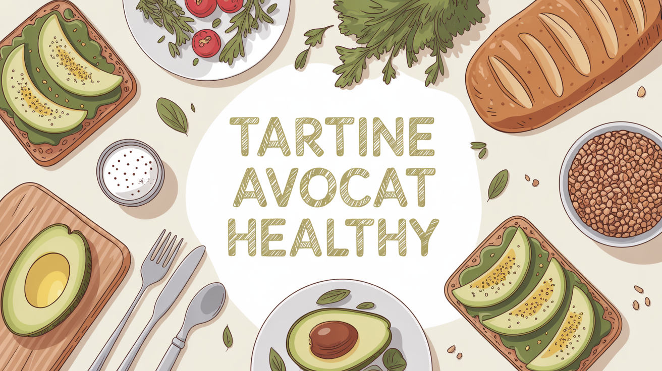 tartine avocat healthy sur table conviviale, pain complet, graines, herbes