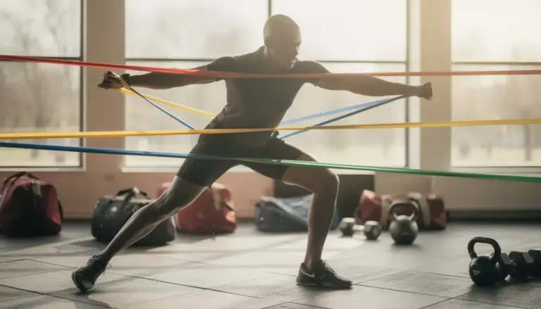 Exercices calisthenics avec bandes elastiques en salle ou parc