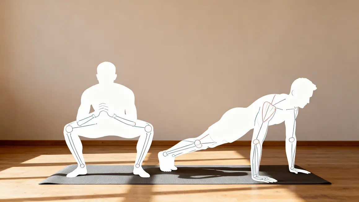 Silhouettes squat planche calisthenics muscles articulations