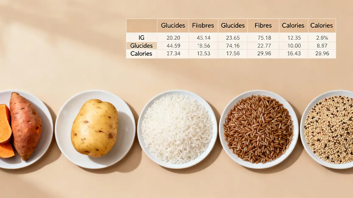 Assiettes patate douce riz pomme de terre quinoa musculation