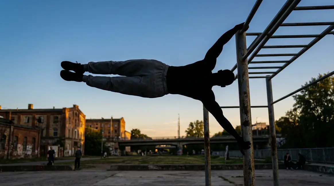 Drapeau humain calisthenics horizontal barre extérieur