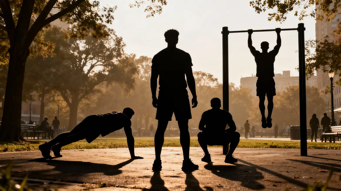 Calisthenics en extérieur, pompes squats tractions sans matériel