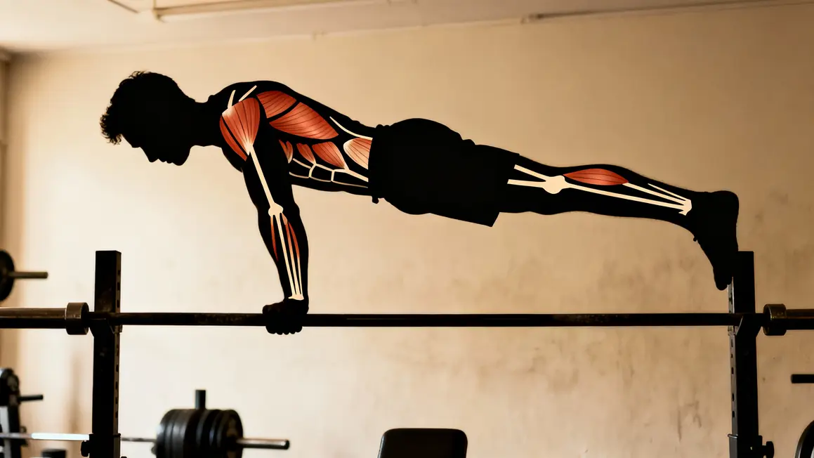 silhouette front lever chaine posteriere muscles surbrillance