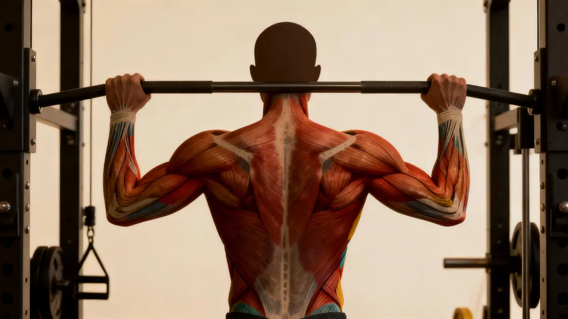 Schéma muscles sollicités tractions calisthenics dos