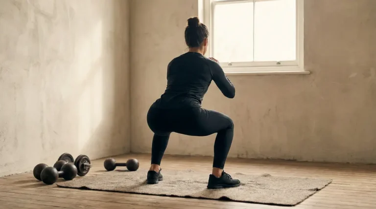 Personnage dos squat profond calisthenics salle halteres