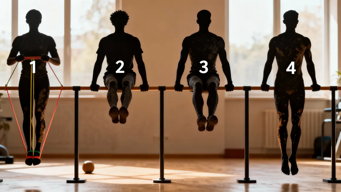 Illustration 4 variantes tractions calisthenics débutants