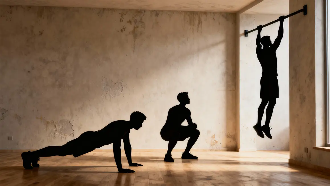 calisthenics minimaliste pompes squats tractions interieur