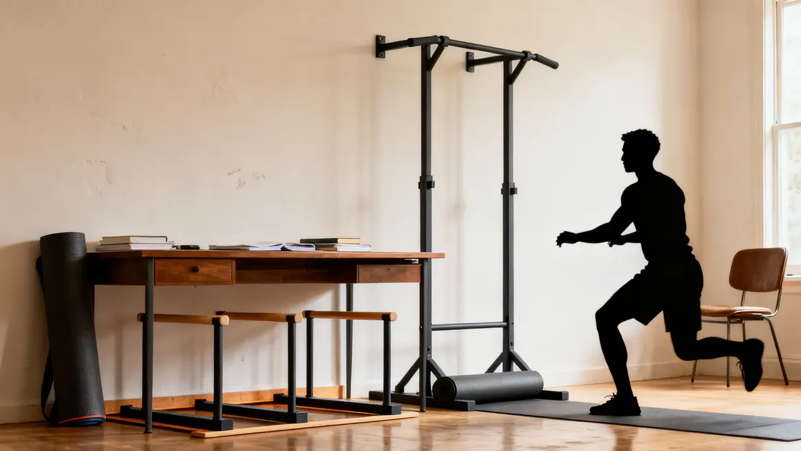 Calisthenics bureau barre traction parallettes tapis