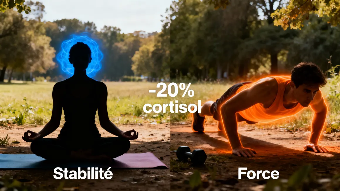 Meditation et push-ups, stabilite force reduction cortisol