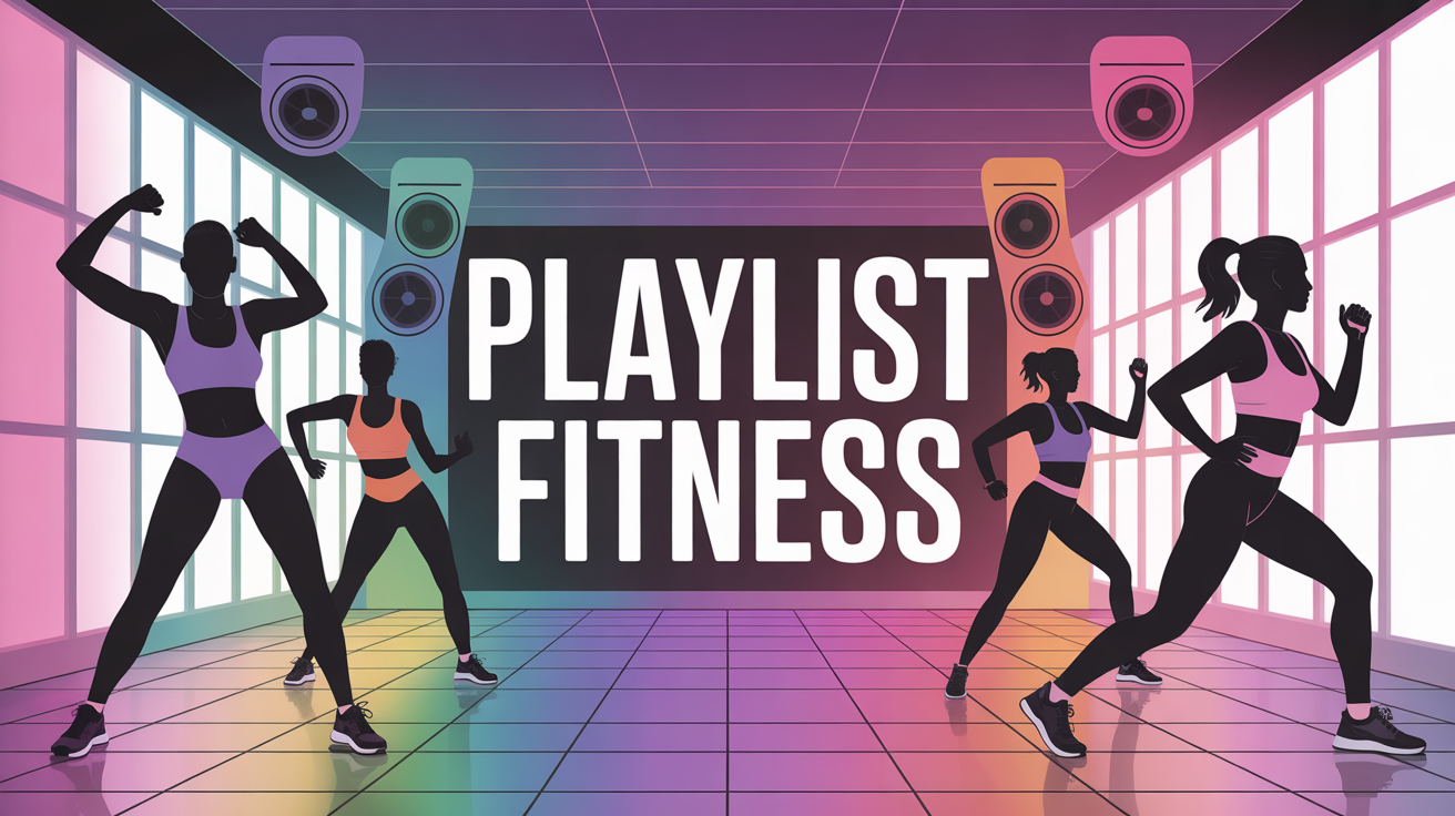 fitness en musique silhouettes sport notes ambiance energie