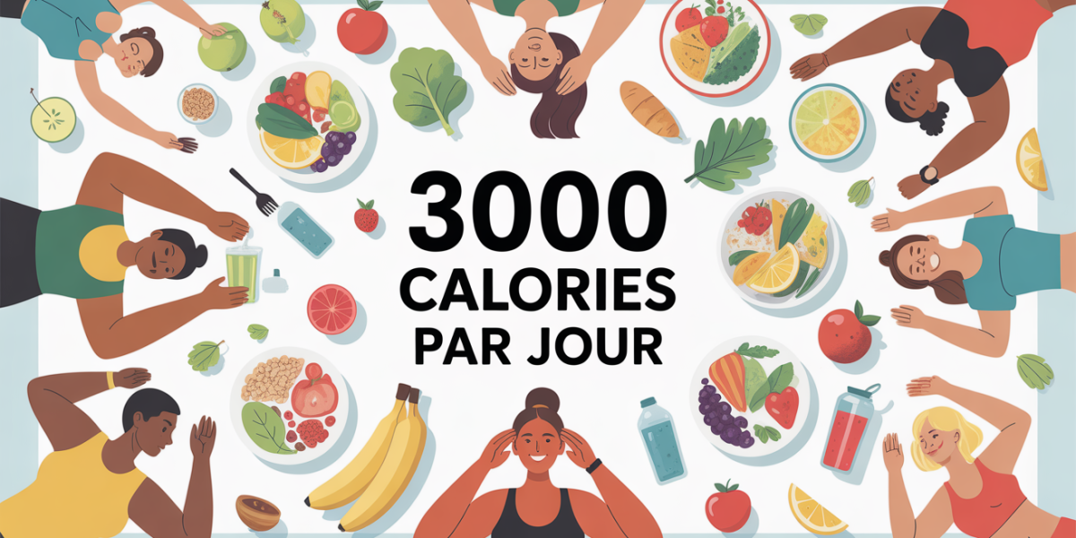 Journée active prise de masse nutrition 3000 calories table repas équilibrés