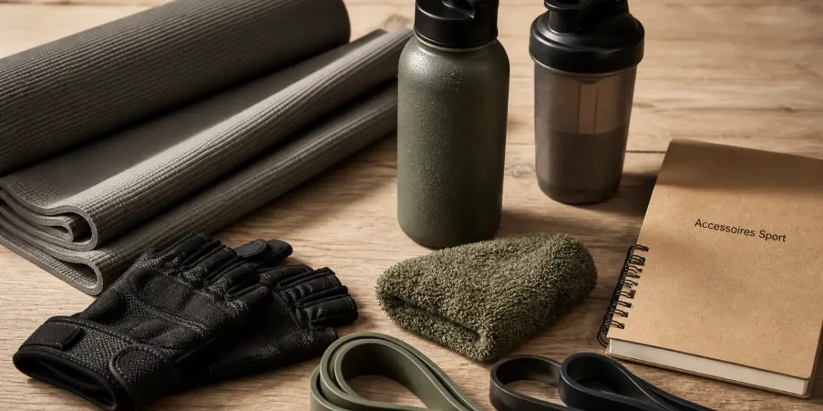 accessoire pour sport : accessoires de musculation (gants, bandes, gourde)