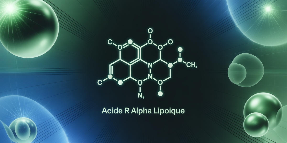 molécule stylisée acide r alpha lipoique, énergie et protection
