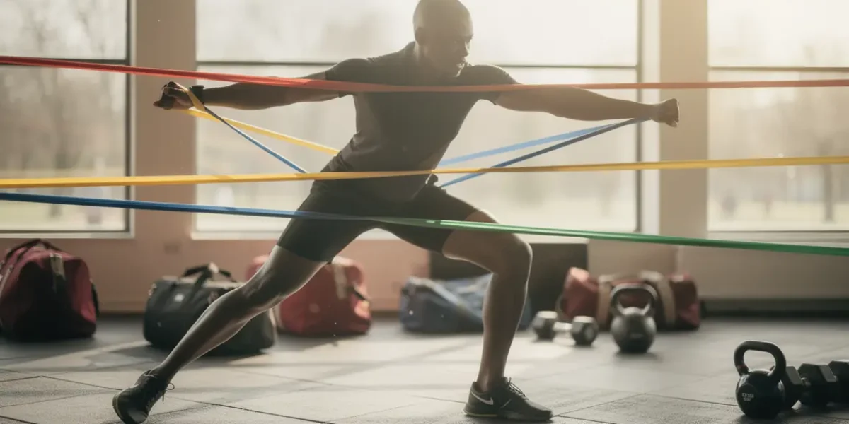 Exercices calisthenics avec bandes elastiques en salle ou parc