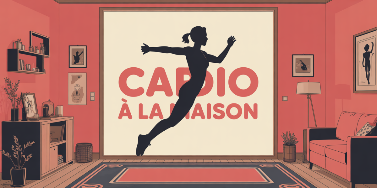 Cardio a la maison jumping jack dans salon avec tapis de sport