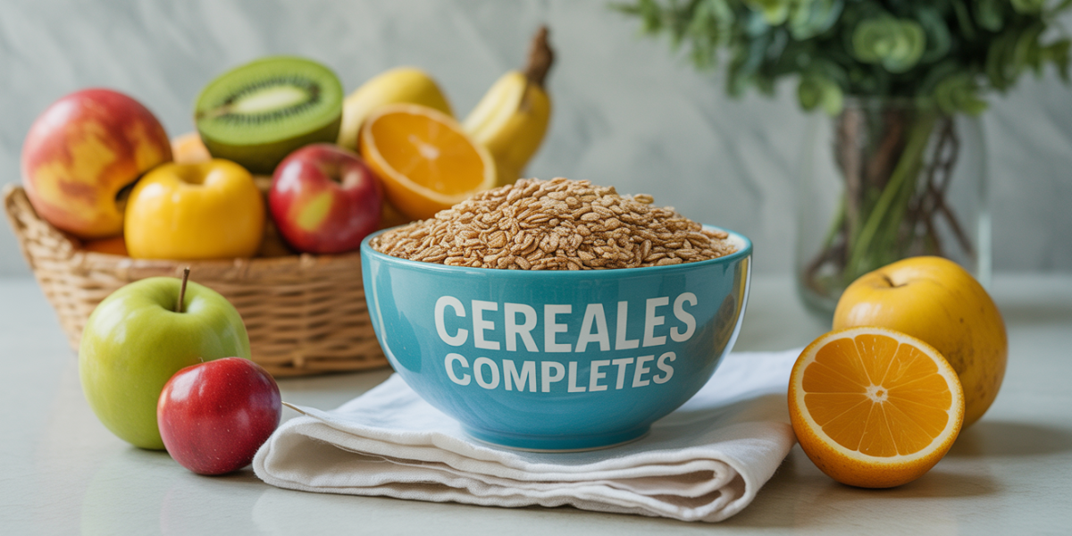 Bol de céréales complètes avec fruits pour un petit-déjeuner sain