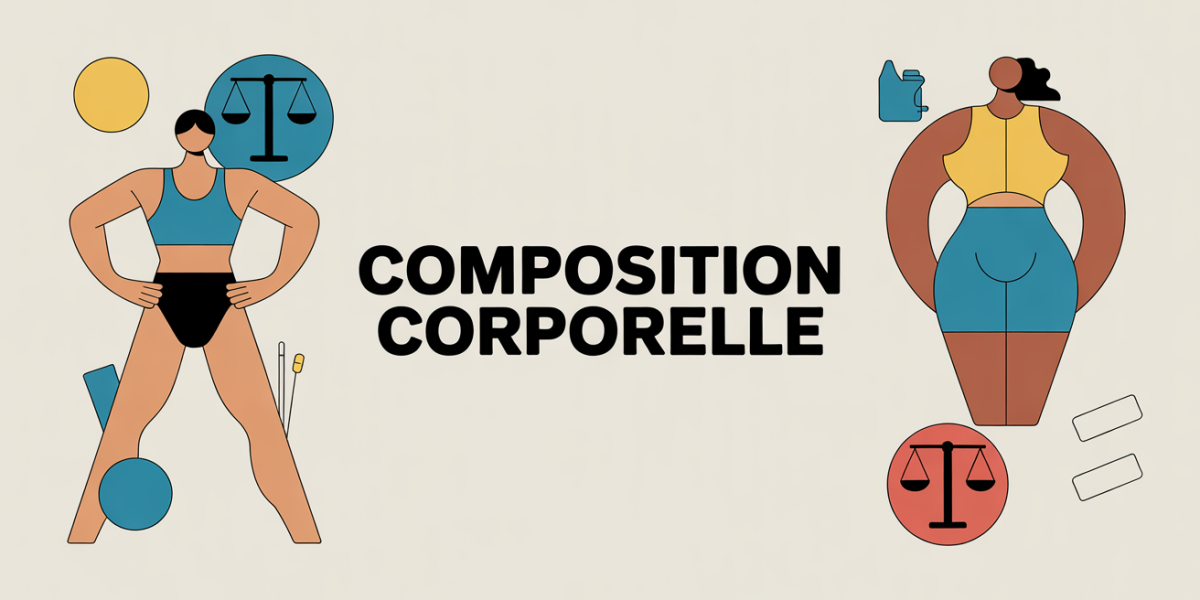 deux silhouettes composition corporelle avec balance metre vetements