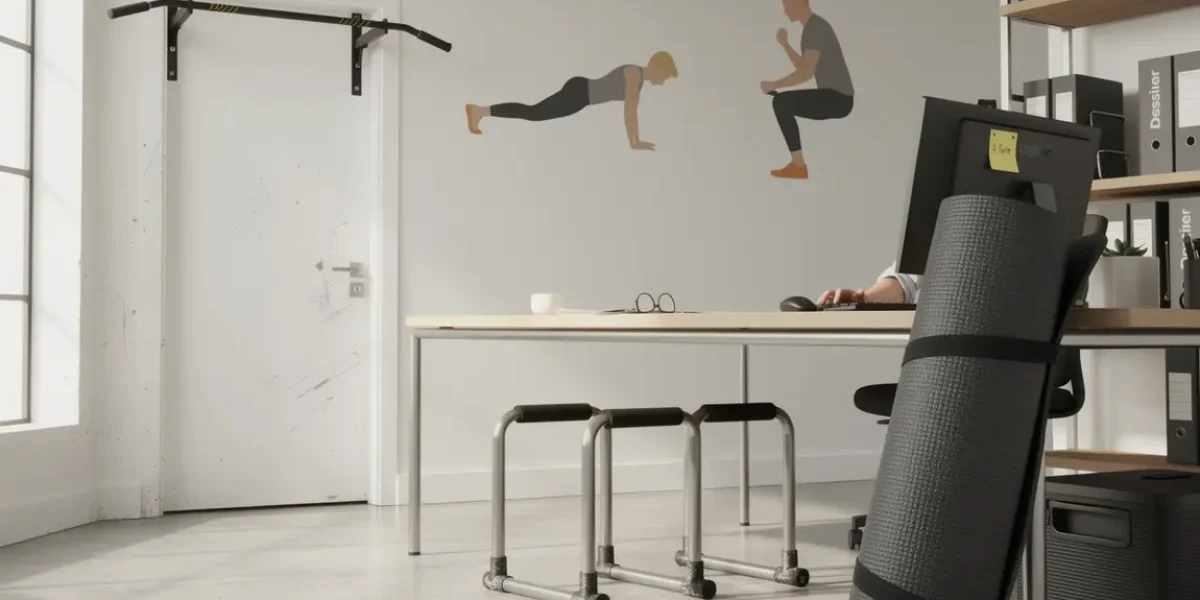 Espace bureau calisthenics barre traction tapis pompe squat