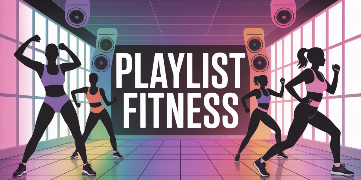 fitness en musique silhouettes sport notes ambiance energie