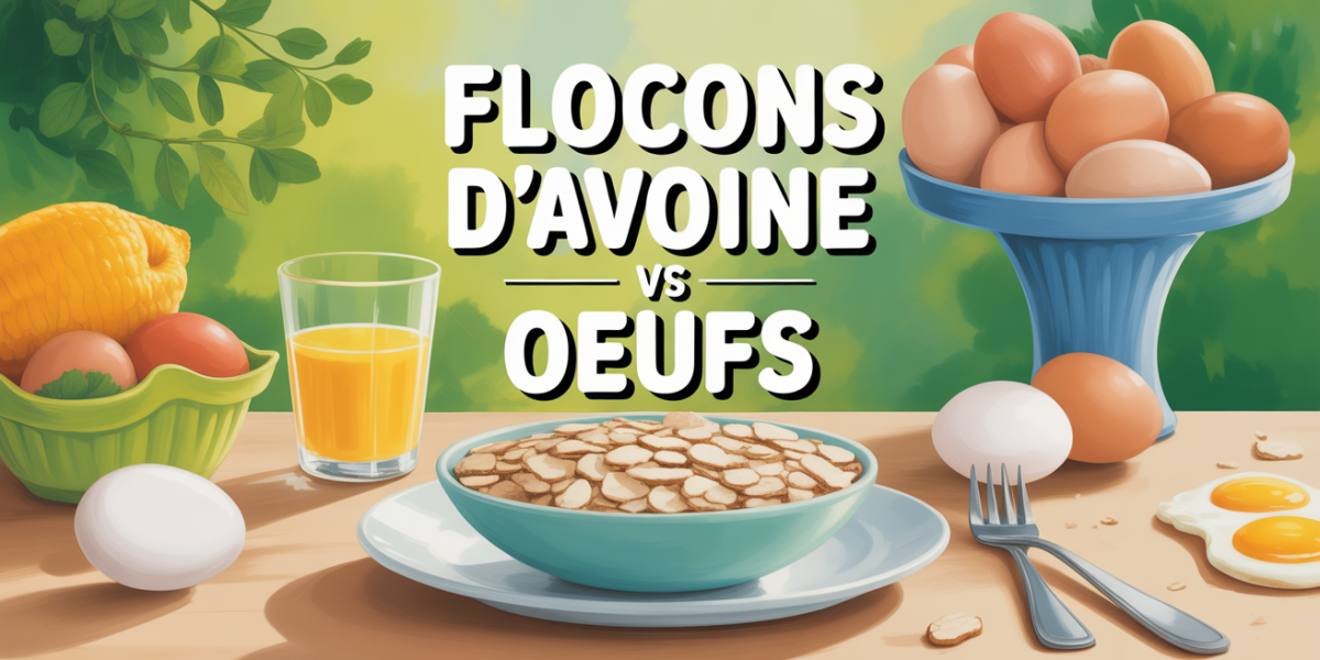 bol flocons d'avoine et oeufs petit dejeuner sain