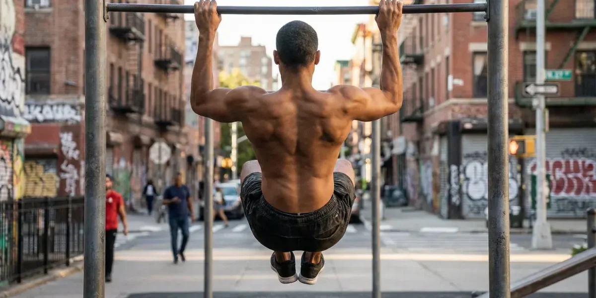 personnage stylise front lever muscles dorsaux abdominaux exterieur