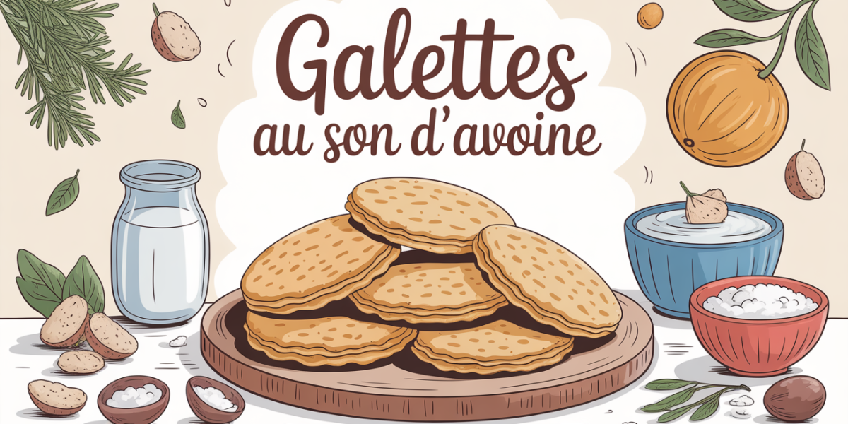 Pile de galettes au son d'avoine dorées et ingrédients sains